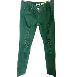 Indigo Rein Juniors' Ripped Denim Jeggings Green